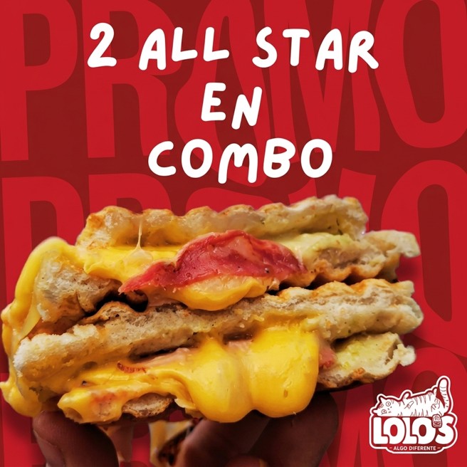 Disfruta de dos paninis All Star por $7.00, ideal para compartir con tu persona favorita 😎🥪