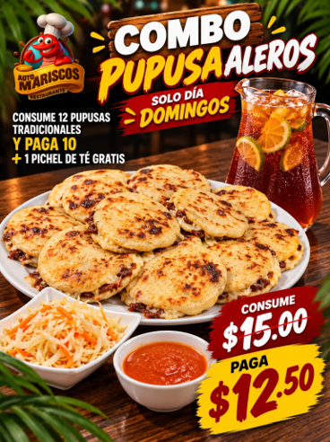 COMBO PUPUSA ALEROS A TAN SOLO $12.50 
