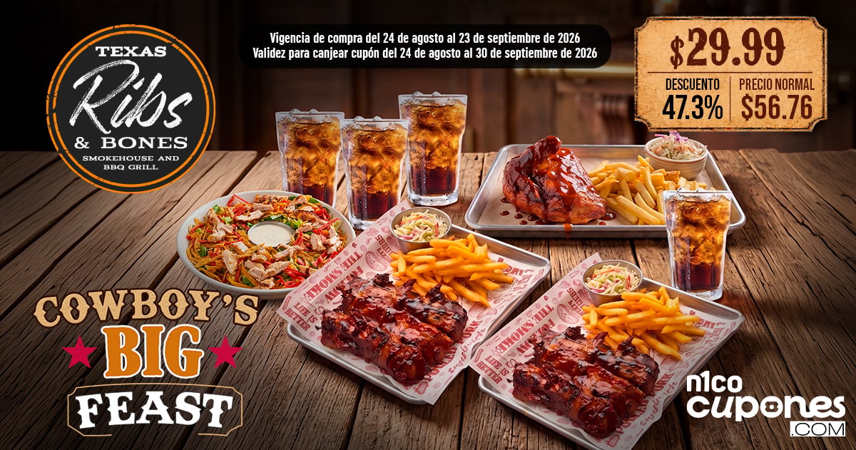 ¡Por tu banquete para 4 paga únicamente $29.99 en lugar de $56.76 del precio regular!