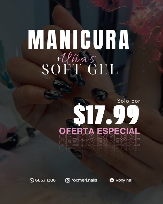 Consiente tus manos y regálate una manicura + uñas soft gel por solo $17.99 🎀💅🏻